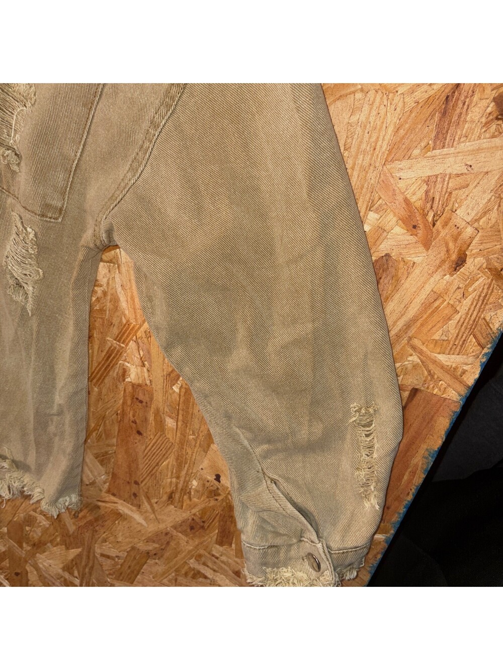 Beige Pol Distressed Button Front Shacket - Picture 3 of 8